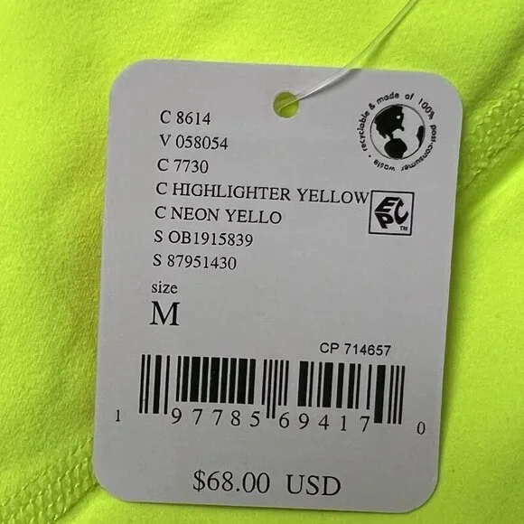 NWT $68 Free People X Hatch Maternity Square Neck Bra Size Medium Neon Yellow - Picture 11 of 15